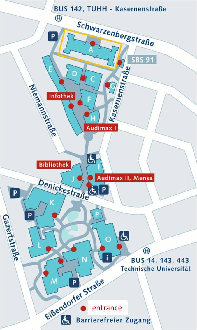 Map 2: TUHH campus and the location of