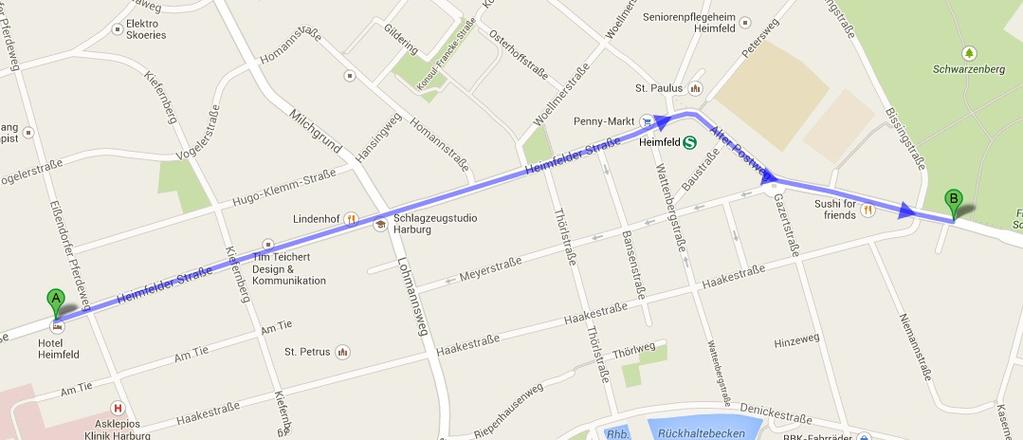 - Take the bus 142 to the University and get off at the bus stop Kasernenstraße (TU Harburg).
