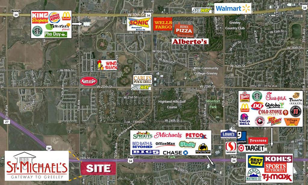 West Greeley Map of Retail Activity TO AIMS COMMUNITY COLLEGE GREELEY COMMONS