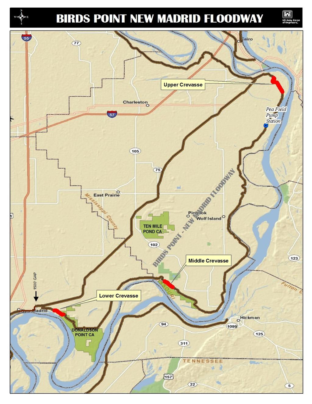 T he Birds Point-New Madrid floodway is designed to prevent the MR&T project design flood from exceeding the design elevation on the Mississippi River levees in the vicinity of the confluence of the