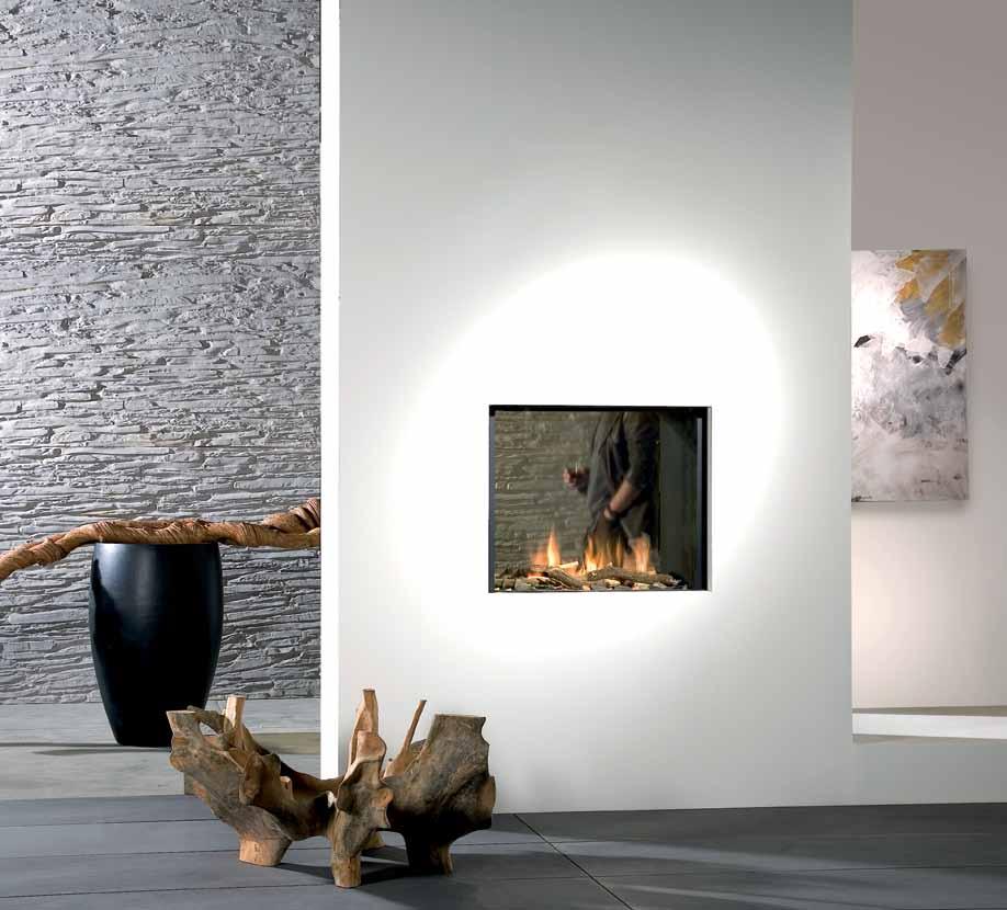 Bright Frameless, double-sided gas fire.