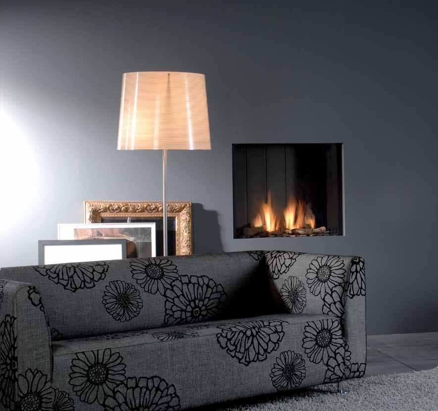 Frameless built-in fire. Can be inset into a wall or a purpose-designed surround (see page 41). Log burner and flat burner options.