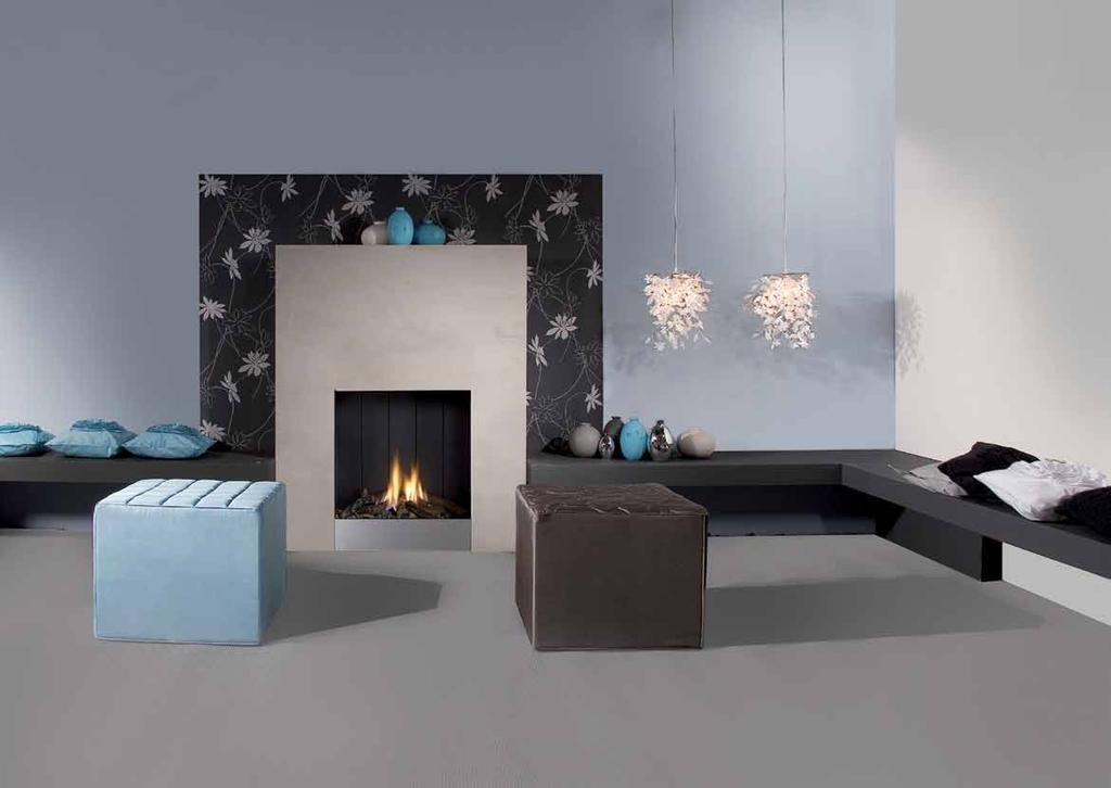 Hestia Frameless built-in fire available with a choice of interior