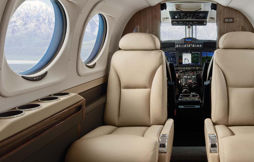 UNPARALLELED COMFORT AND SPACIOUS DESIGN Uncommonly quiet, the King Air