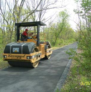 Many rail trails are constructed with a compacted aggregate cross section.