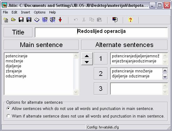 JMix - kvizovi s pomiješanim redoslijedom riječi u rečenici ili redoslijedom elemenata nekog popisa ili nabrajanja a