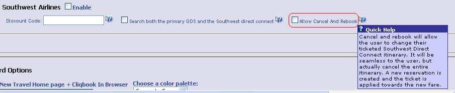 Allow Cancel and Rebook The Southwest direct connect does not offer a true post ticket change. They do however, offer a cancel and rebook feature that will appear to the user like post ticket change.