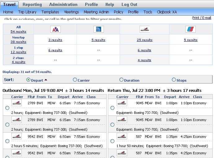 Search by Schedule: Search by Price: The Southwest direct connect will display fares as if