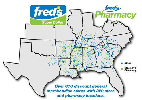 Tracing its history back to an original store in Coldwater, Mississippi opened in 1947, today Fred's is headquartered in Memphis, Tennessee and operates almost 700 discount general merchandise