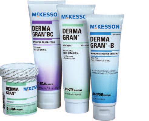 DermaGran GP General Skin Protectant (not pictured) DermaGran GP is recommended for use as a moisture barrier on external skin areas where repeated exposure to body excrements and exudates may cause