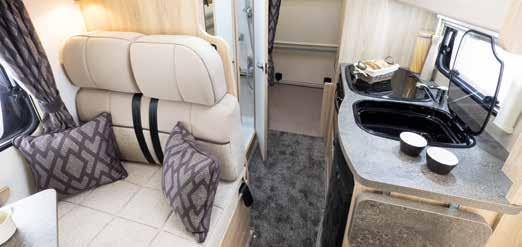 105 120 2 Berth 2 Berth FLEXIBLE REAR BED WITH EASY-ACCESS STORAGE REAR LOUNGE WITH EASY-ACCESS STORAGE virtual tours available to view online 125 A best-selling compact