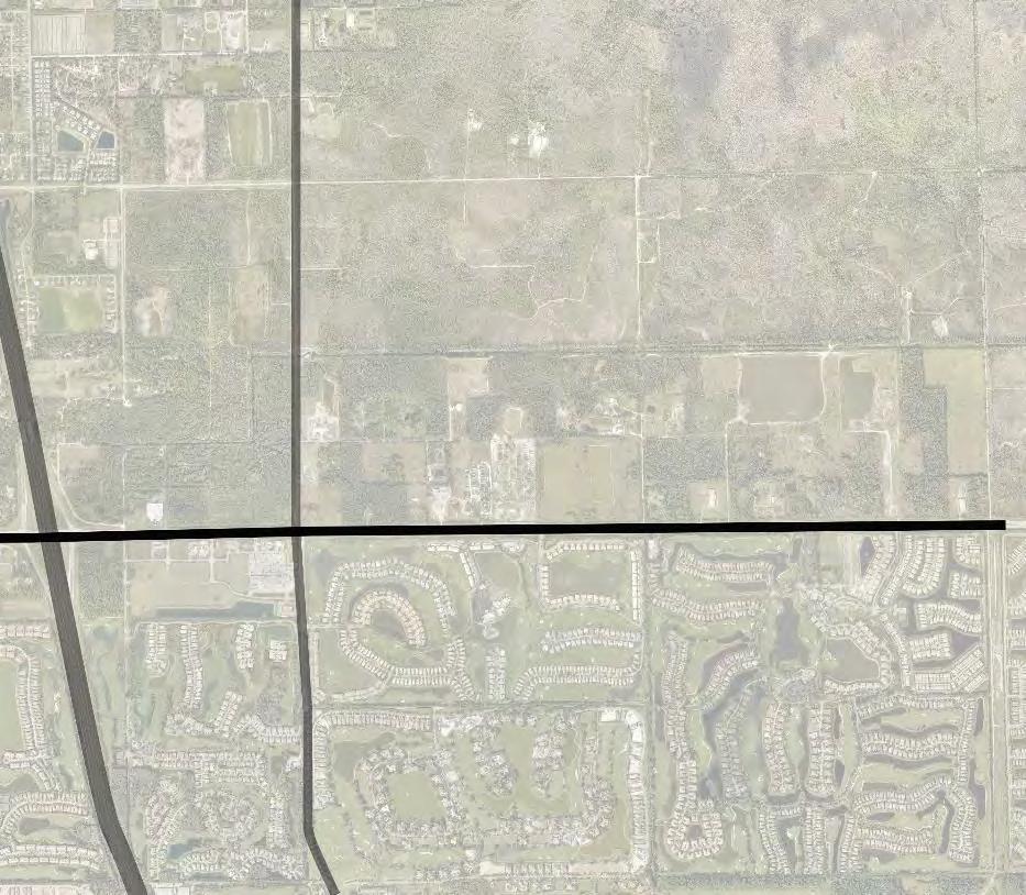 BONITA BEACH ROAD // RADIO TOWER DRIVE TO I-75» Generous ROW» Retain swales for stormwater» Sidewalks on both sides» Separated bikeway on south side»