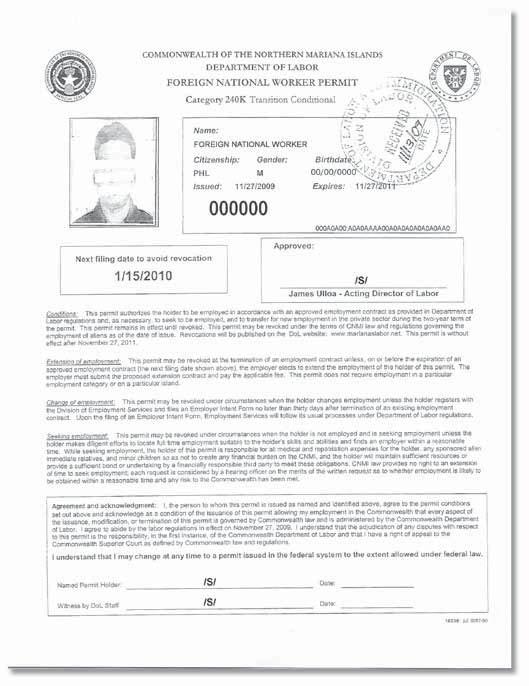 accompanied by an unexpired foreign passport) in the CNMI until November 27, 2011.