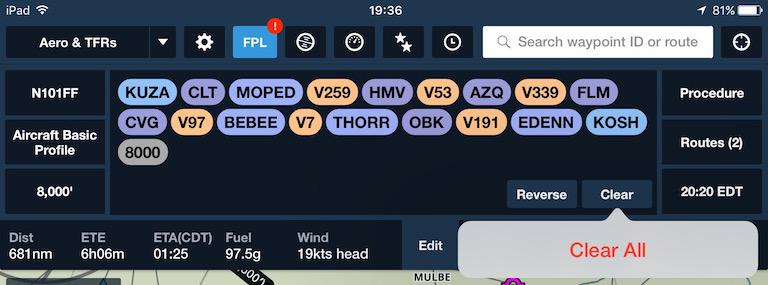 Changes to your Favorite and Recent routes, including adding, removing and change the order of the routes, are automatically synchronized to each device that is signed-in to your ForeFlight Mobile