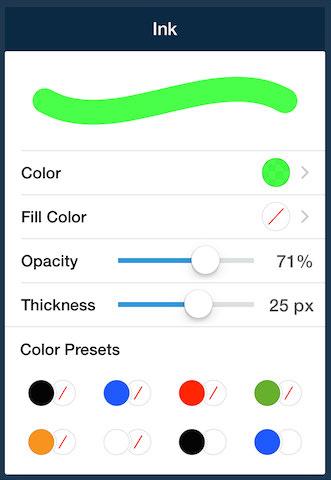 Tap the button to choose the type of annotation you want to add (Text, Sticky note, or Ink drawing), then adjust the formatting and color of the annotation (if needed) by tapping the colored