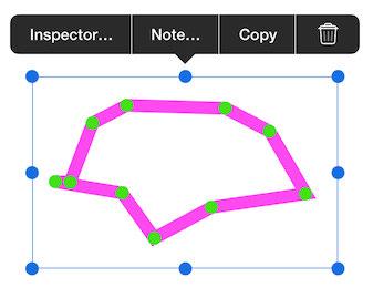 You can edit the corners of the polygon by touch-dragging the green corner point handle to the desired