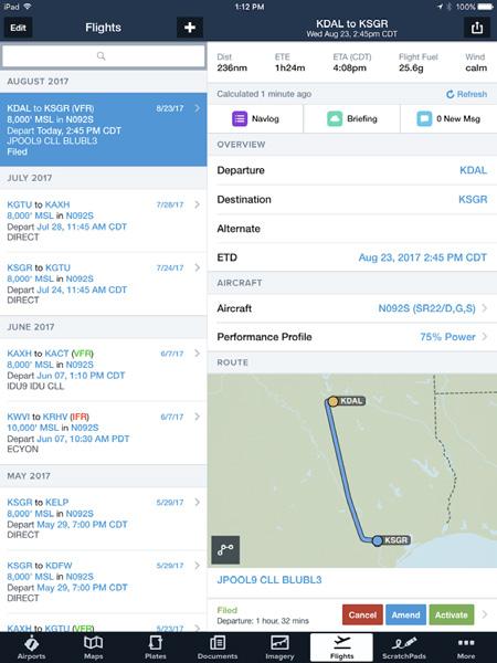 Amending or Canceling a Leidos Flight Plan After you have filed a flight plan with Leidos, tap the Amend button at the bottom of the Flights page to make
