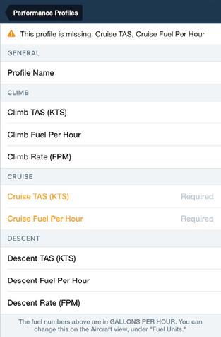 You can create as many profiles as you wish for each aircraft, but only one profile will be used for a particular flight. Name the profile, then at minimum enter the Cruise TAS and fuel burn.