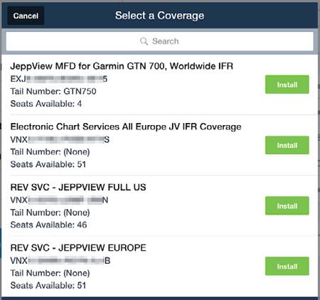 Once you purchase Jeppesen charts through ForeFlight, the Sign In page on the More > Jeppesen tab will go away, and the page will show your Jeppesen coverages.