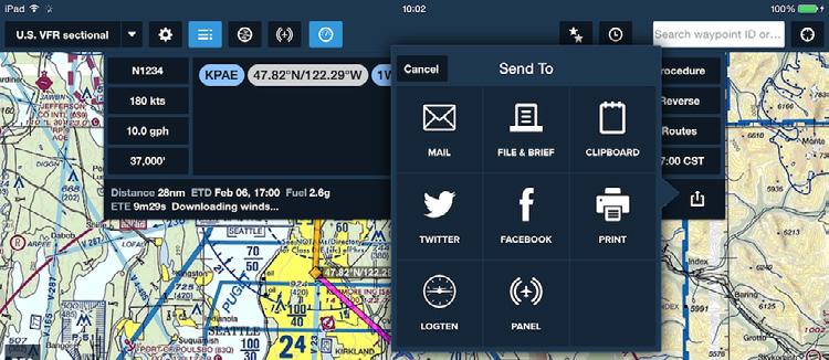 Sending a Route to SkyView On an ipad, open the Flight Plan Editor, tap the Send to button and tap Panel, or tap the Panel button at the top of the Maps view and tap Send to Panel.