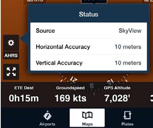 GPS and ARHS data from SkyView When GPS data is being sent from the SkyView to ForeFlight Mobile, the Accuracy instrument will show Accuracy (SkyView).