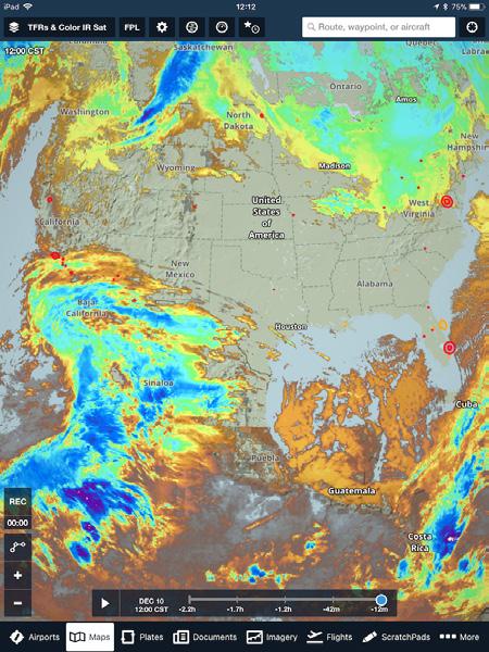 Color IR Satellite Unlike the Enhanced Satellite layer, the Color IR Satellite layer relies solely on infrared satellite imagery to display global cloud coverage, and uses a more refined c o l o r s