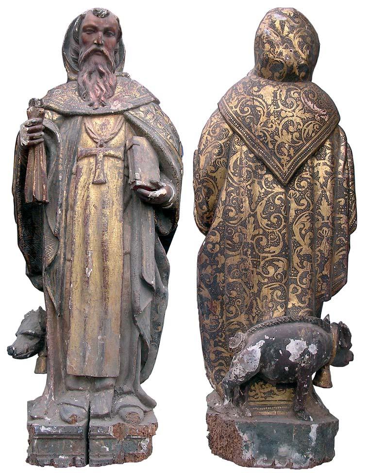 Imaxe antiga (s. XVI ou XVII) de San Antón Abade atopada polo sacerdote D.