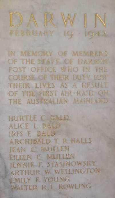 authorities. The Post Office also played an important role as a service to the military and civilian authorities by staying open. (3) Fill in the names missing from the memorial.