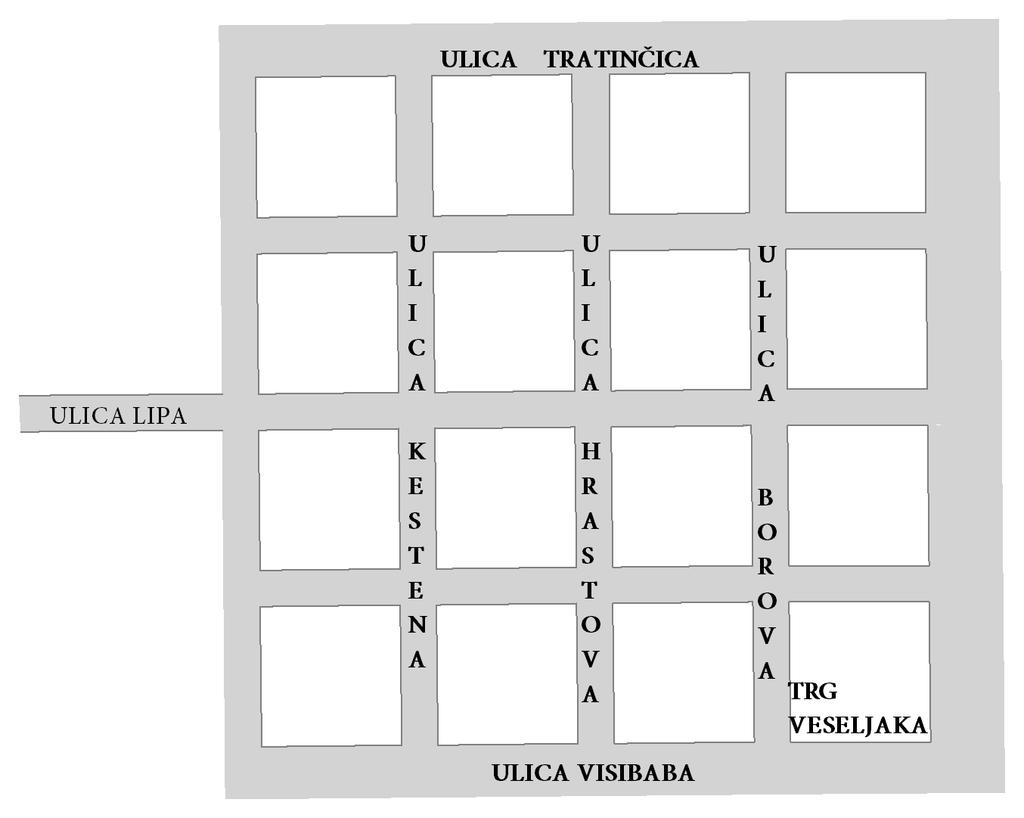 Primjer 1d. Plan grada (1) U posjetu si Maji koja živi u Veselgradu. Na slici je plan grada.