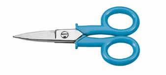 52887 E - 55108 E Special scissors Ideal for Kevlar, aramid and glass fibre Extra hard blades, outside eflon-coated, inside chrome-plated Fine-serrated on one side Pointed execution Plastic-coated