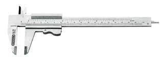 171 6555030 710 710-80 Vernier calliper, small With inside and outside jaws, ground tips, depth gauge With adjusting screw In leather
