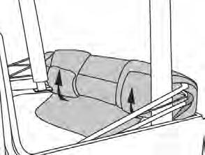 Then tuck the rear legs of top under the bows and wrap them around the deck fabric as tight as possible. Tuck the fabric and bows down into the tub as far as possible.