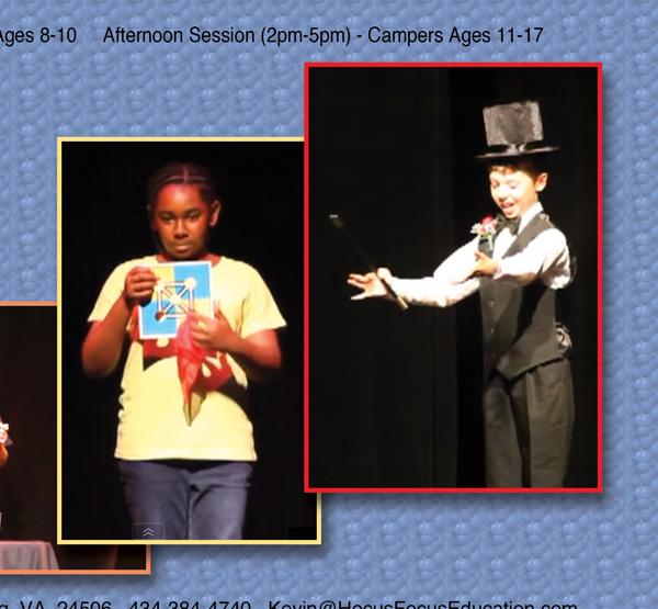 WHEN Magic Camp with Kevin Spencer July 27-31, 2015 Morning Session (Ages 8-10): 9:00AM - 12:00PM Afternoon Session (Ages 11-16): 2:00PM - 5:00PM *Camp size is limited to 20 campers to provide