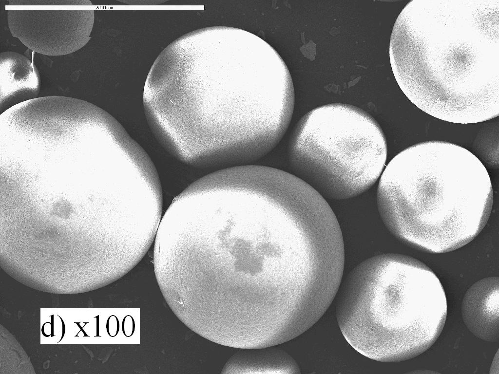 SEM photographs of microcapsules prepared with concentration