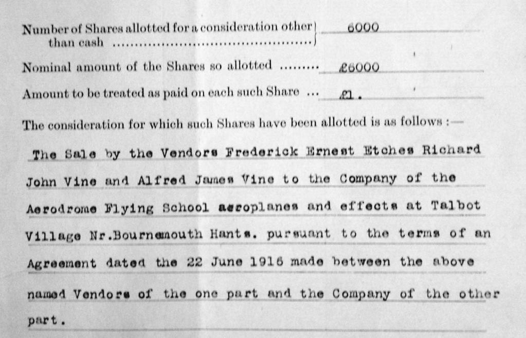 A two year lease was taken on fields belonging to Talbot Village Farm (known as Vines Farm) and on 22' June 1916 a Memorandum and Agreement was completed.