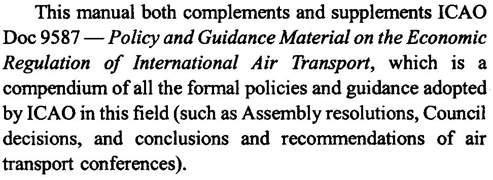 Manual on the Regulation of International Air Transport changes in the last ten years.