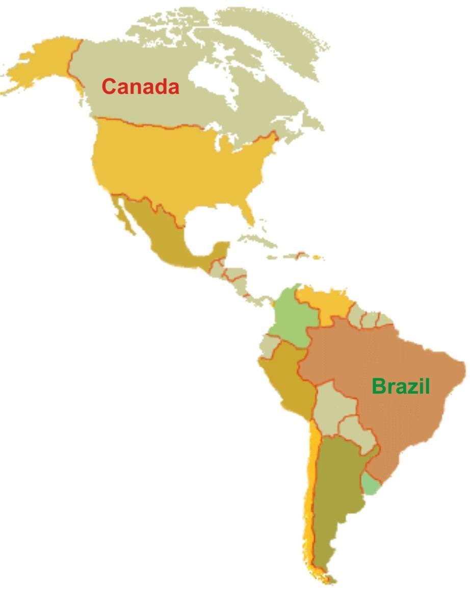 Canada-Brazil Bilateral Investments 2011 CDI C$ 9.8 billion Sectors: Agriculture, Mining, Shopping Centres, Telecommunications, Software, Environmental Ind.