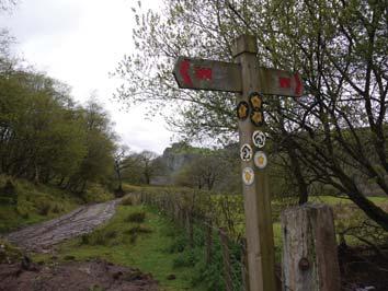 Turn right at the bottom of the hill and cross the wooden footbridge over the river Cennen.