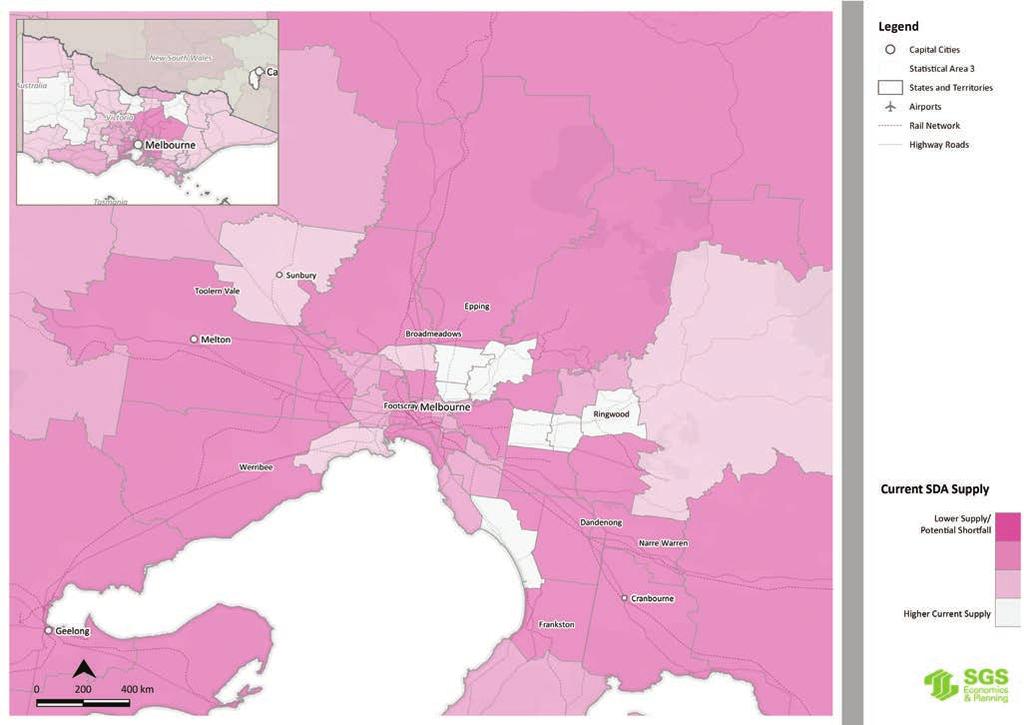 MELBOURNE AND VICTORIA 3.3 Inner Melbourne has greater under-provision of SDA compared to regional Victoria.