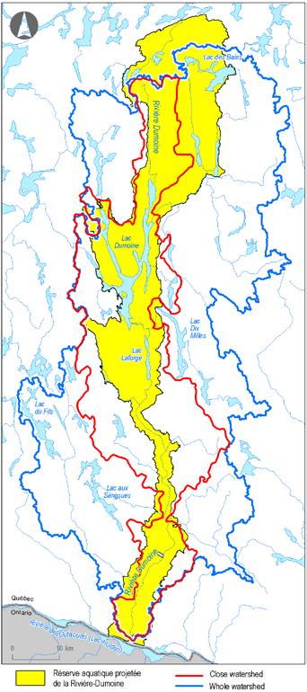 Abitibi-Témiscamingue An analysis was conducted of the minimum drainage basins for the territory to determine the best modifications to make to the boundaries of the protected area in order maximize
