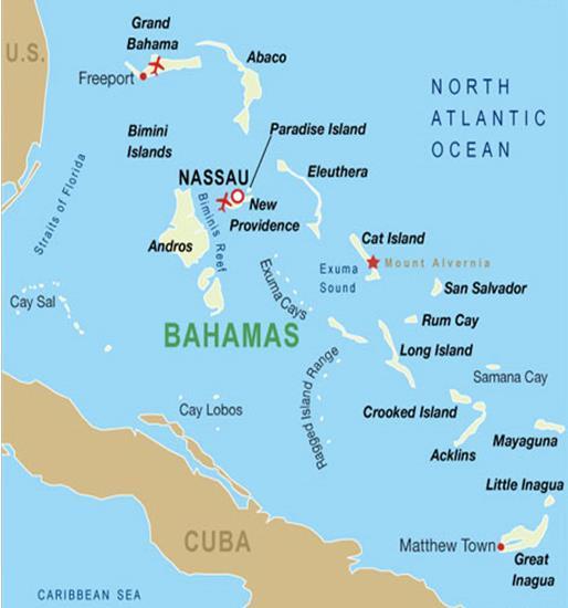 The Commonwealth of the Bahamas is an island nation located in the Atlantic Ocean. It has 700 islands and cays in the Atlantic Ocean stretching over 13,940 km².