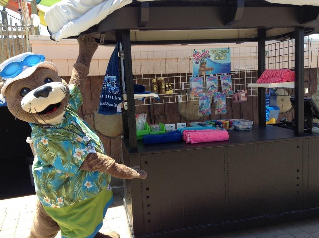 BREAKWATER BEACH KIOSK Be the face of our kiosk selling stations! Have your logo all over our Kiosk stations in the waterpark. The kiosks sell sunscreen, towels, promotional items and more!