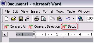 Office 2000 & 2003 17 5 Office 2000 & 2003 5.1 Word 5.1.1 Run Setup 1. Open up the Word, click on "Setup". 2. Choose a few appropriate values for PDF417 configurations, click on "Apply" button to allow the changes to take effect.