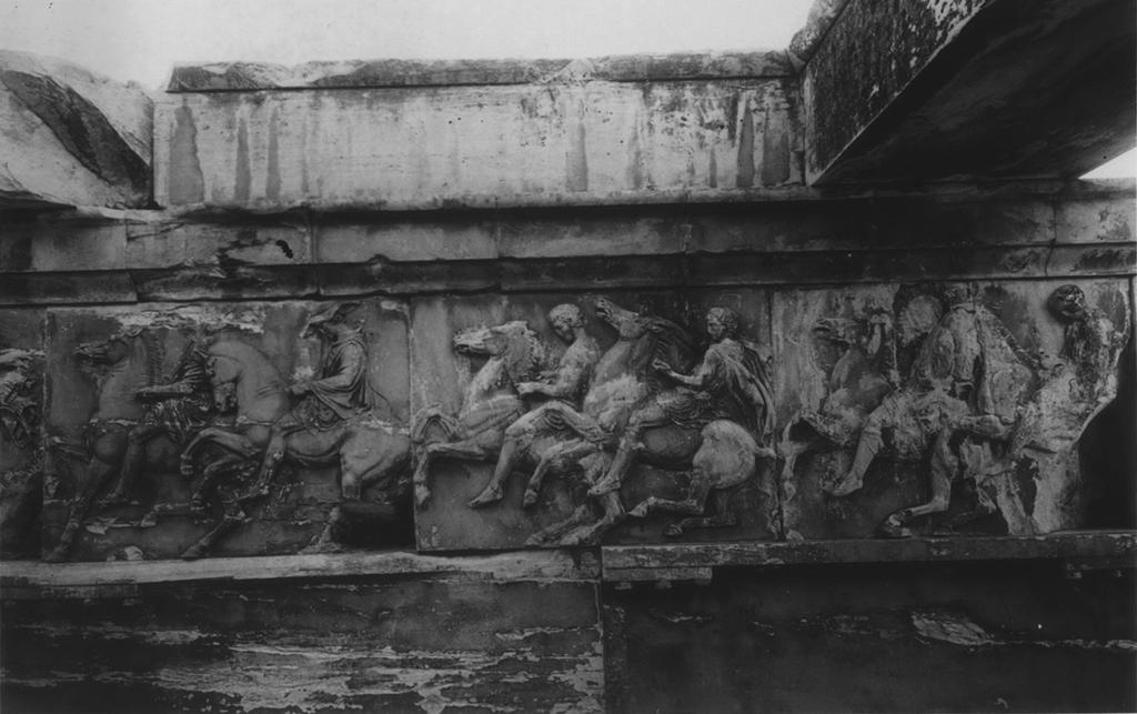 West side of the frieze, Battles of Athenians and Amazons Battles of Greeks and Trojans Battles of