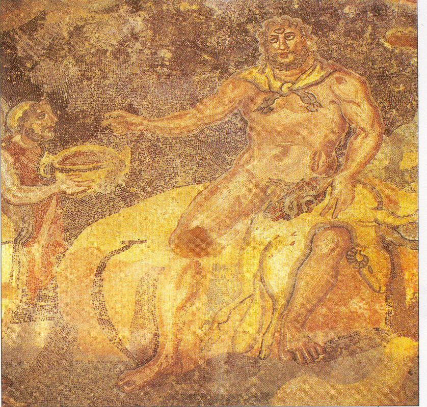 Polyphemus receives wine.