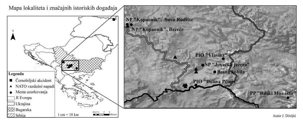 Pčinjskog okruga i lokacije koje su bile kontaminirane u toku NATO agresije, ne uključujući lokacije na teritoriji Kosova i Metohije. Slika 11.