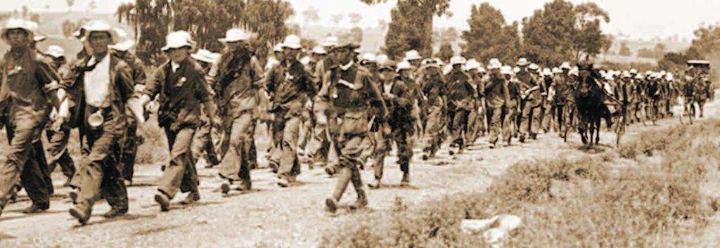 AROO MARCH 1915-2015 The Kangaroos marching to Sydney. This was a snowball recruiting march which started at Wagga Wagga on 1 December 1915 and gathered recruits on the way.