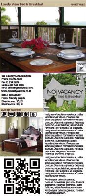 Bed & Breakfast Advertising options for 2014 Really make an impact with a full-colour display ad, or choose from a range of visual and informative template listings, with something to suit every