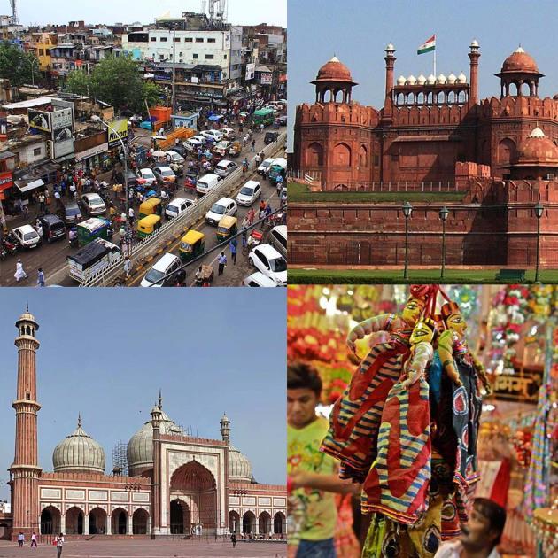 Subway to Old Delhi with visits of old market Chandni Chowk, Red Fort, Jam