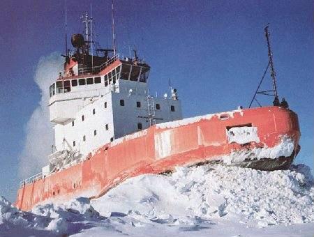 Ramming heavy ice In heavy multi-year ice, some ships